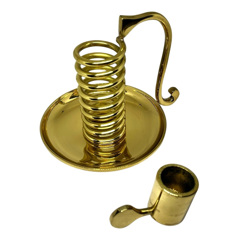 Vintage Spiral Adjustable Gold Plated Brass Candle Stick Holder Mid Century 4” - Picture 3 of 10
